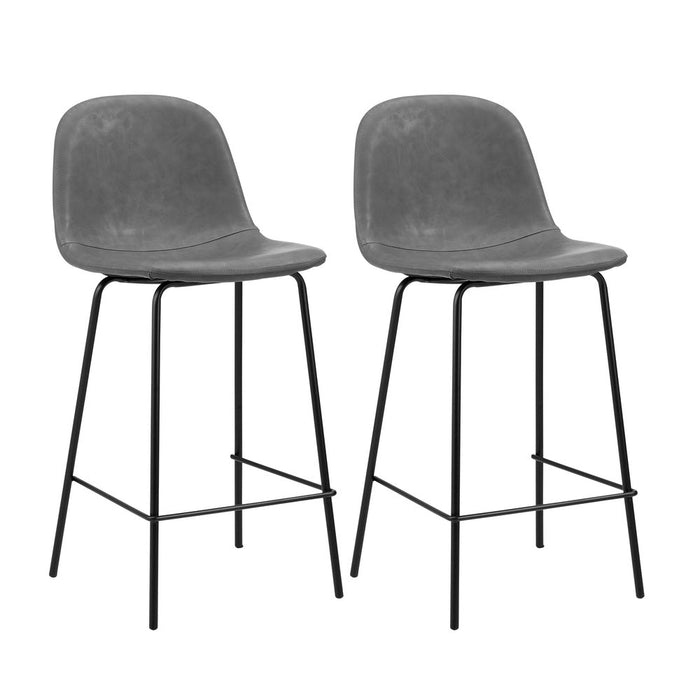 Romagna Luxe Countour Barstool Set 92cm High | Premium PU Leather and Steel Kitchen Barstools