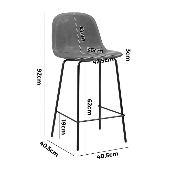 Romagna Luxe Countour Barstool Set 92cm High | Premium PU Leather and Steel Kitchen Barstools