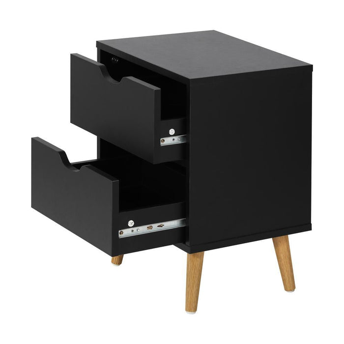 Nordi 2 Draw Wooden Bedside Table | Slim Scandi Style Wooden Bedside Table Unit