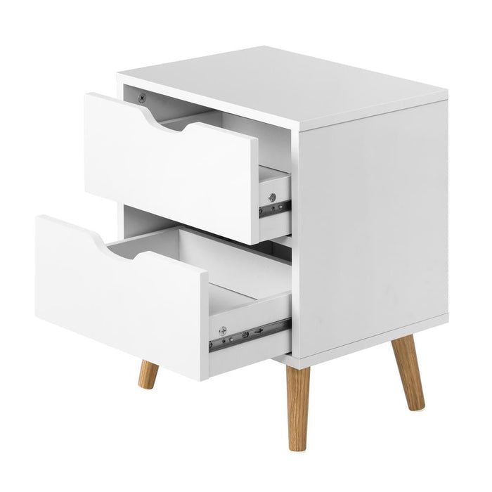 Nordi 2 Draw Wooden Bedside Table | Slim Scandi Style Wooden Bedside Table Unit