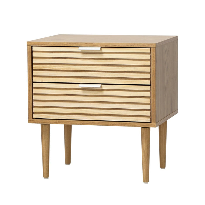Centrum 2 Draw Designer Bedside Table | Modern Timber Panel Bedroom Nightstand