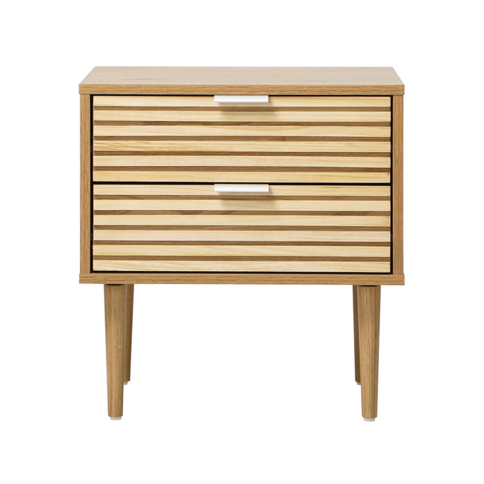 Centrum 2 Draw Designer Bedside Table | Modern Timber Panel Bedroom Nightstand
