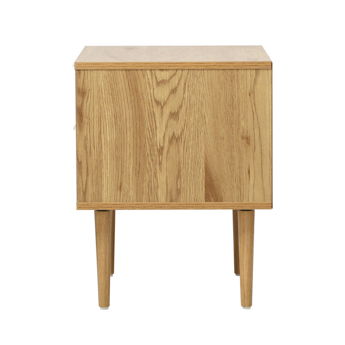 Centrum 2 Draw Designer Bedside Table | Modern Timber Panel Bedroom Nightstand