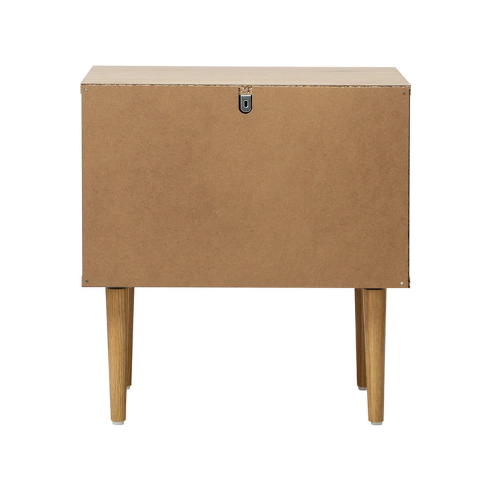 Centrum 2 Draw Designer Bedside Table | Modern Timber Panel Bedroom Nightstand