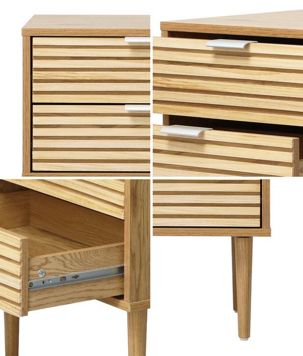 Centrum 2 Draw Designer Bedside Table | Modern Timber Panel Bedroom Nightstand