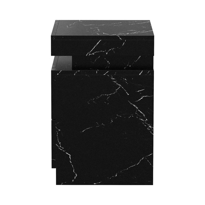 Carrara LED Marble Style Bedside Table | Modern Extra Storage Lift Top Nightstand