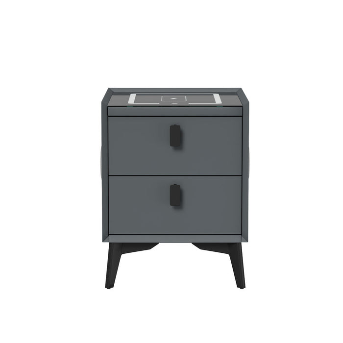 Egalo Modern PU Leather USB and Bluetooth Bedside Table