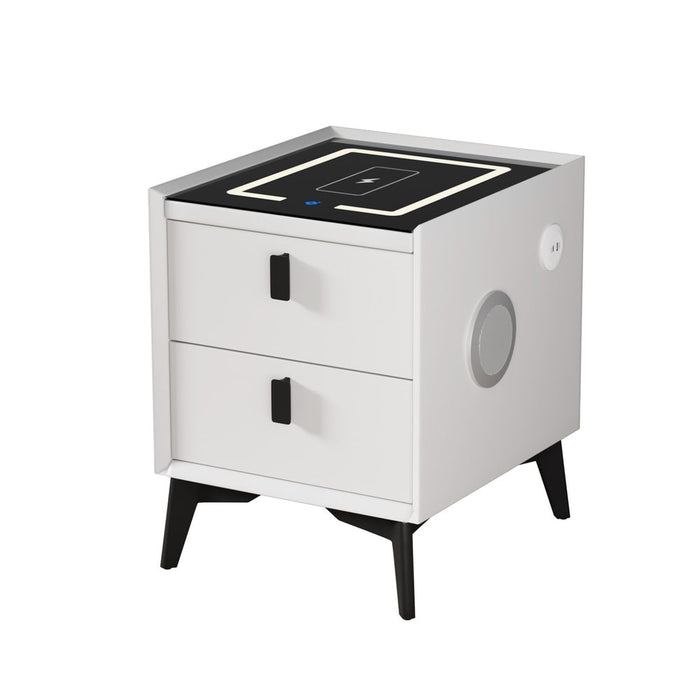 Egalo Modern PU Leather USB and Bluetooth Bedside Table