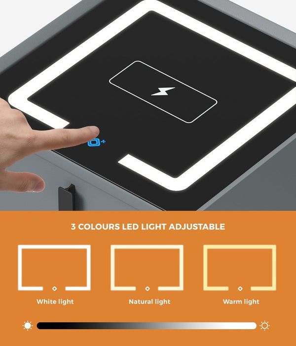 Egalo Modern PU Leather USB and Bluetooth Bedside Table
