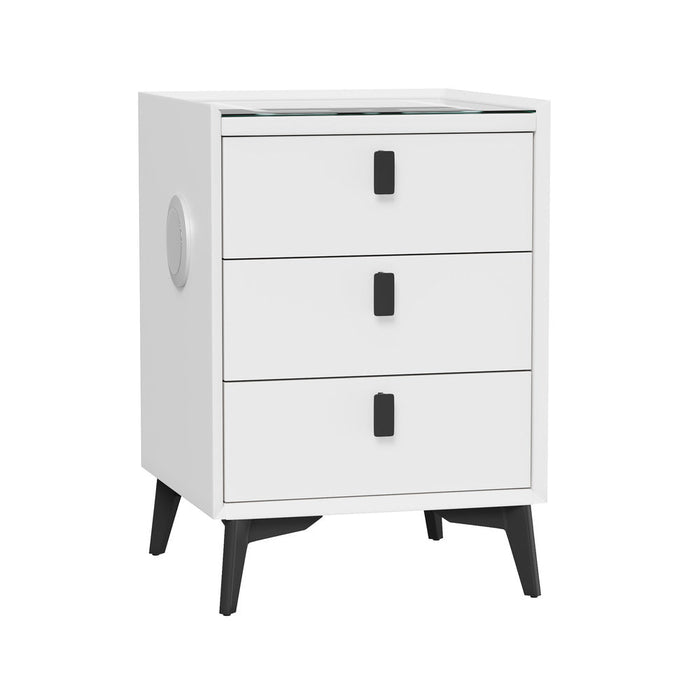 Egalo Modern PU Leather USB and Bluetooth Bedside Table