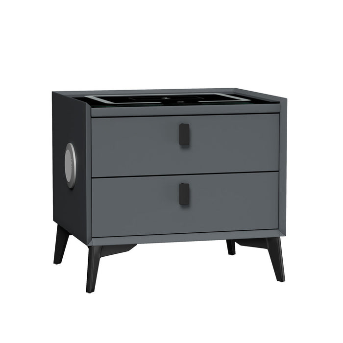 Egalo Modern PU Leather USB and Bluetooth Bedside Table