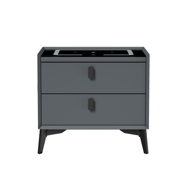 Egalo Modern PU Leather USB and Bluetooth Bedside Table