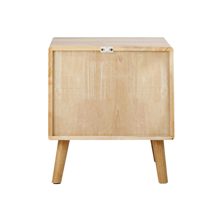 Bronson 2 Draw Solid Wood Bedside Table | Modern Handle Free Hardwood Bedroom Nightstand