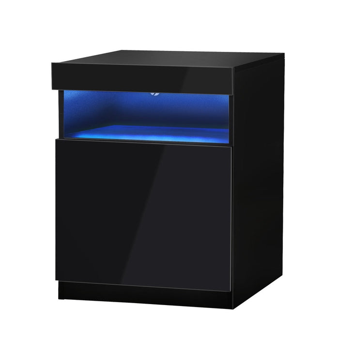 Grazio Modern LED Bedside Table | Gloss Storage Draw One Shelf Nightstand