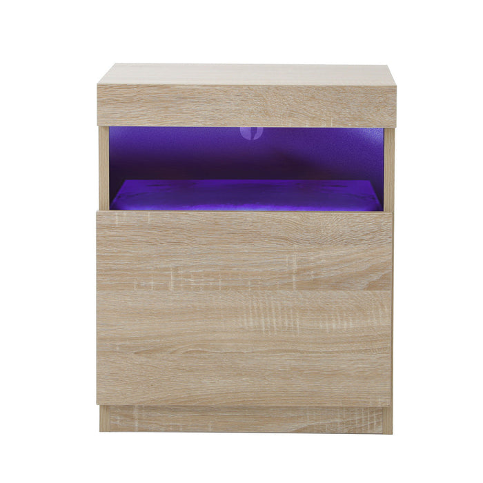 Grazio Modern LED Bedside Table | Gloss Storage Draw One Shelf Nightstand