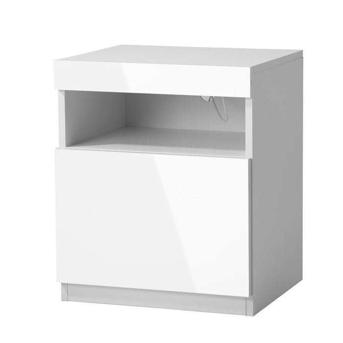 Grazio Modern LED Bedside Table | Gloss Storage Draw One Shelf Nightstand