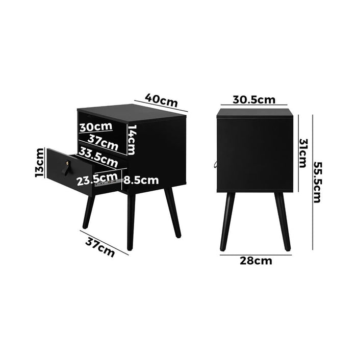 Nordi Slimline Bedside Table with Drawer | Scandi Style Bedside Tables