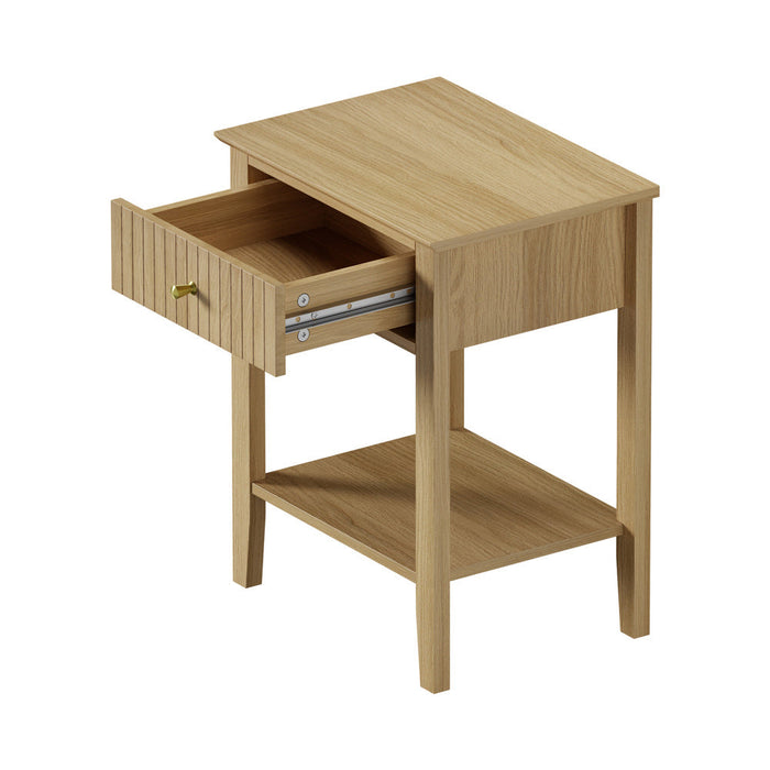 Centrum Naturo Modern Bedside Table | Stylish Textured Bedroom Storage Unit Nightstand