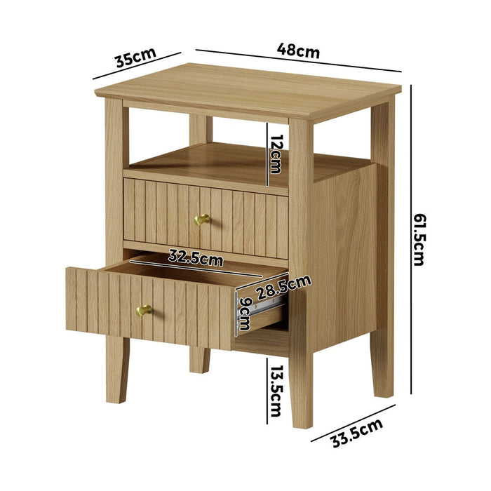 Centrum Naturo Modern Bedside Table | Stylish Textured Bedroom Storage Unit Nightstand
