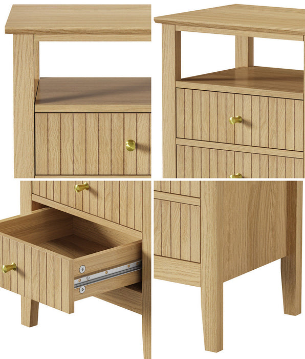 Centrum Naturo Modern Bedside Table | Stylish Textured Bedroom Storage Unit Nightstand