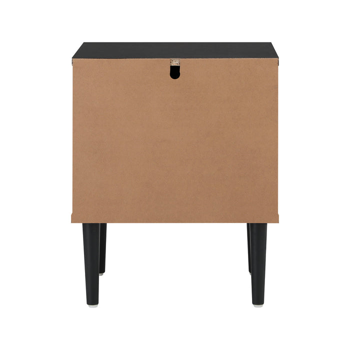 Centrum Nero Two Drawer Bedside Table | Metal Handle Modern Bedroom Storage Unit