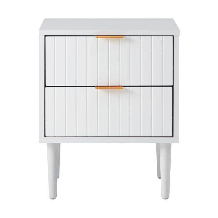 Centrum Blanco Nuvo Two Drawer Bedside Table |  Modern Bedroom Storage Unit