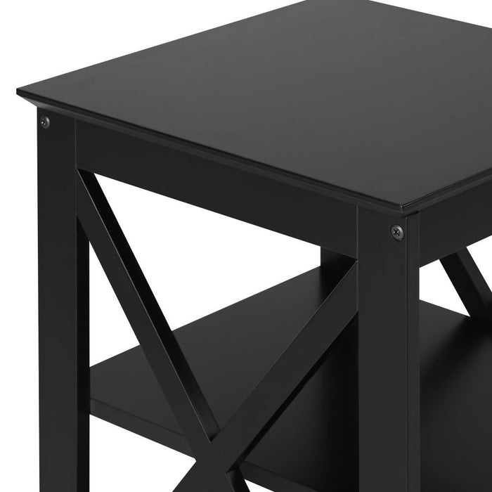 Palermo X-Beam 2 Tier Wooden Bedside Table | Modern Versatile Nightstand Bedside Unit