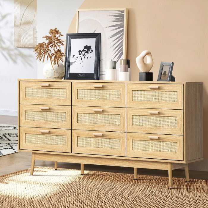 Abruzzi Rattan 3 or 9 Chest of Drawers Dresser Cabinet | Rattan Storage Unit Furniture