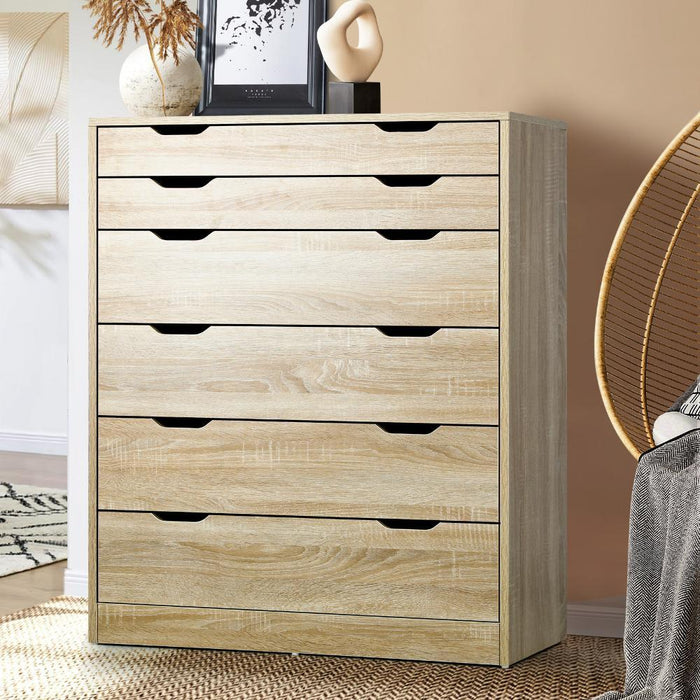 Parisi Bedroom 6 Chest of Drawers Tallboy Cabinet | Handle Pull Modern Tallboy Storage Cabinet