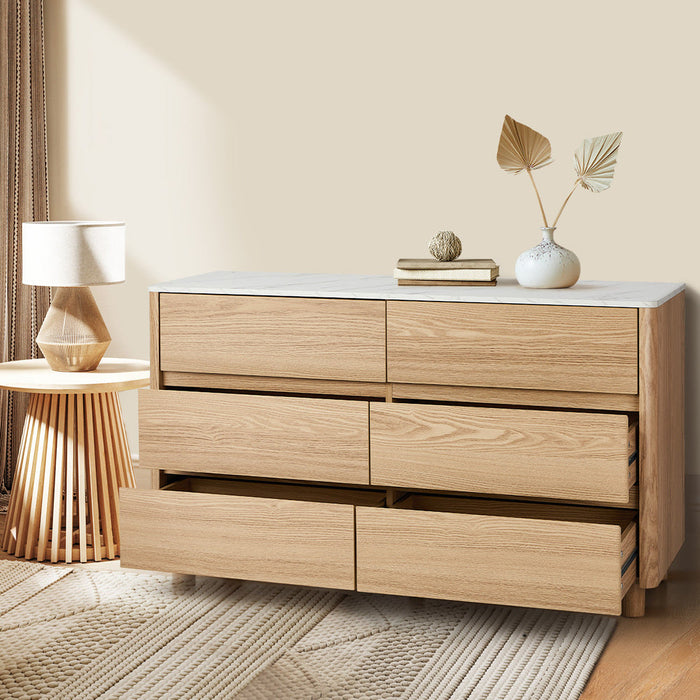 Ferrara 4 or 6 Chest of Drawers Dresser Unit | Two Tone Marble Style Storage Bedroom Cabinet