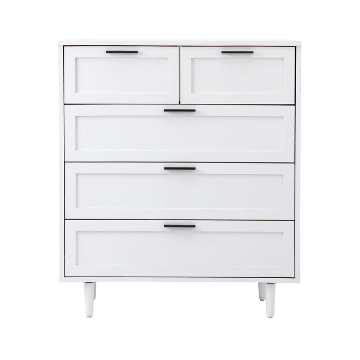Essenza Mila 5 Draw Modern Dresser Tallboy | 5 Draw Chest Of Drawers Wooden Storage Unit