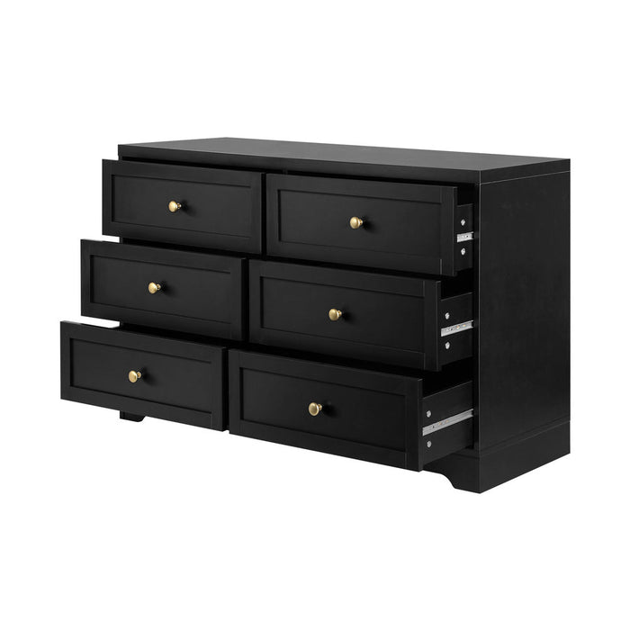 Centrum Black Wooden 7 Chest of Drawers 2 Bedsides Bedroom Package | Designer Modern Storage Cabinets