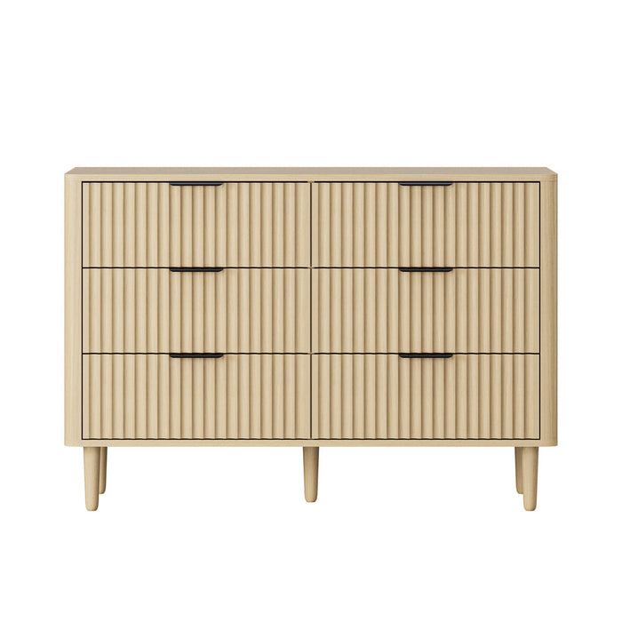 Alina Ripple Effect Modern 6 Chest Of Drawers | Scandi 6 Draw Tallboy Storage Unit
