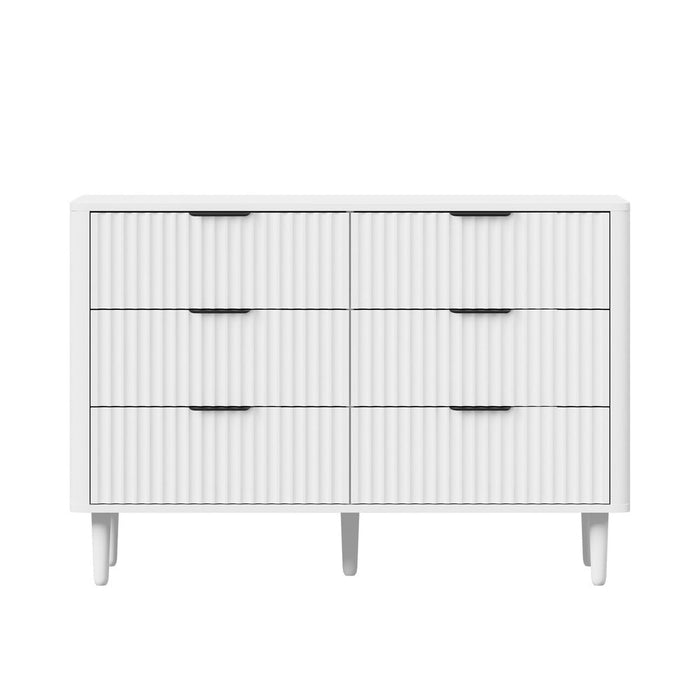 Alina Ripple Effect Modern 6 Chest Of Drawers | Scandi 6 Draw Tallboy Storage Unit