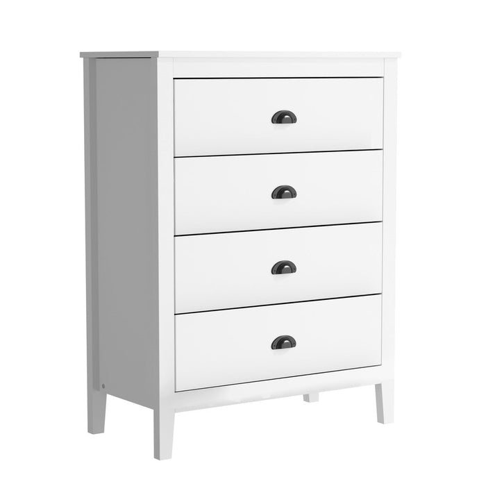 Sannero Hampton Style 4 Chest Of Drawers 2 Bedsides Bedroom Package | Traditional White Storage Cabinets
