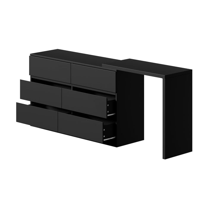 Essenza Two in One Modern 6 Chest Of Drawers Storage Cabinet and Table| Elegant Fingerpull Storage Set