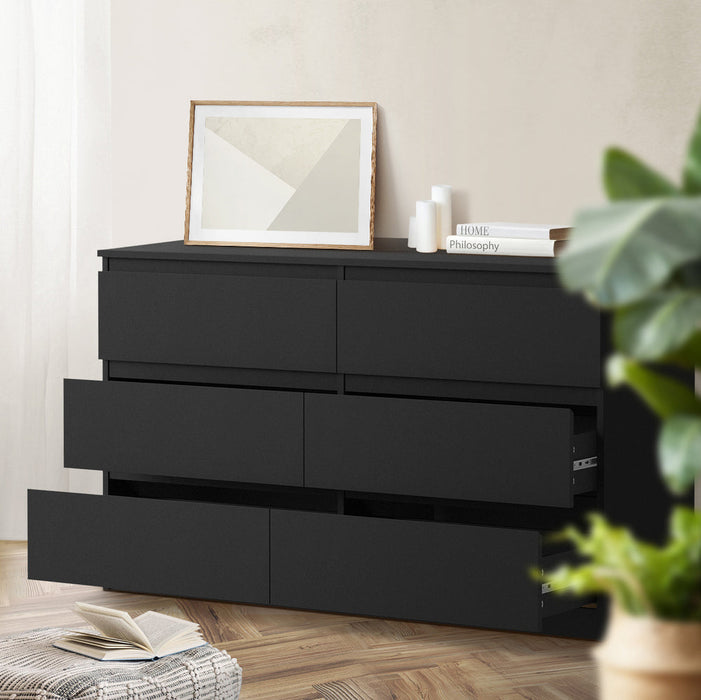 Essenza Modern 6 Chest Of Drawers Storage Cabinet | Elegant Wooden Fingerpull Storage Unit