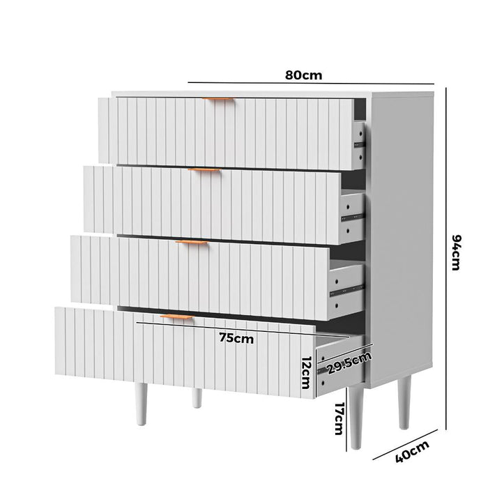 Centrum Bedroom 4 or 6 Chest of Drawers Tallboy Cabinet | Blanco Nuvo Modern Tallboy Storage Cabinet