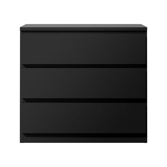 Santori Nero Modern Chest Of Drawers Storage Cabinet | Black Wooden Tallboys in 3 or 6 Drawer Option