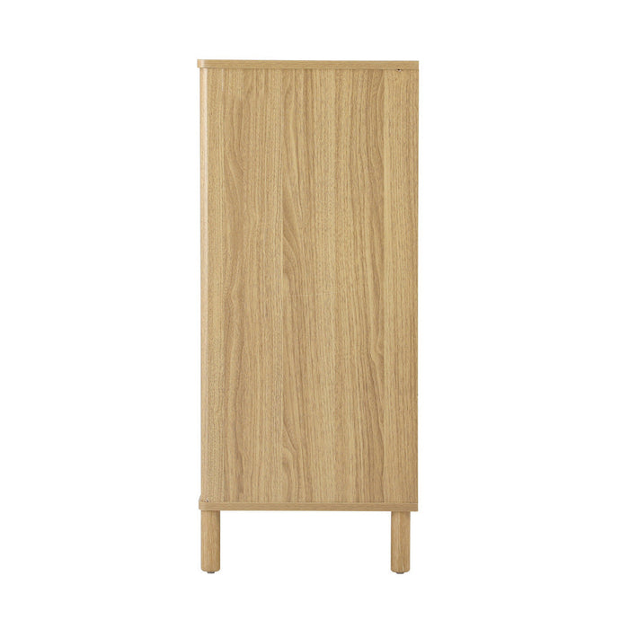 Cozzi 4 Draw Wood Rattan Dresser Unit | Tallboy Chest Of Drawers Storage Unit