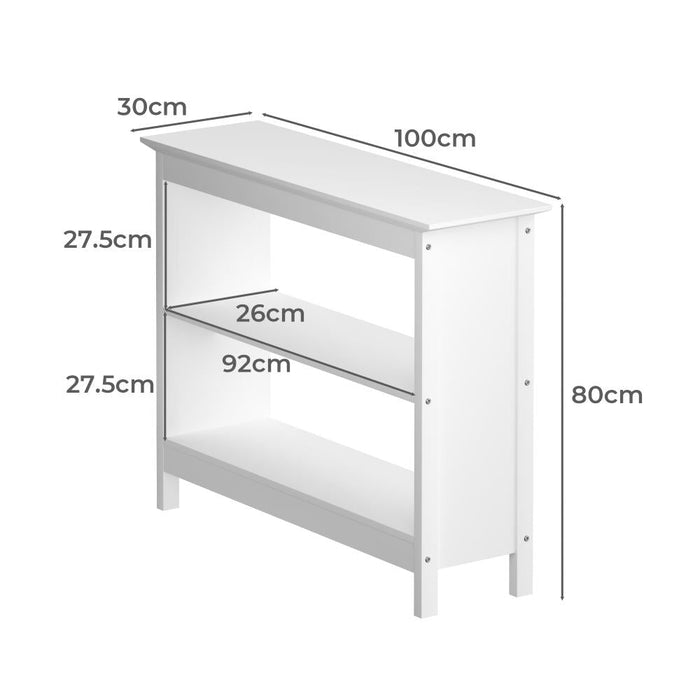 Sorrento White Modern Entry Console Table | Modern Wooden Hallway Table and Storage Shelves