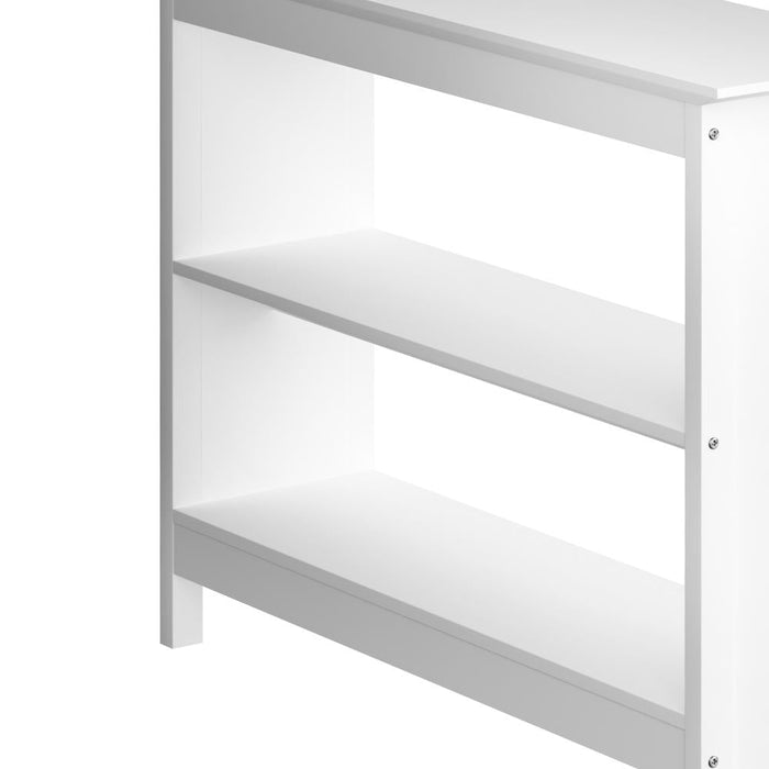 Sorrento White Modern Entry Console Table | Modern Wooden Hallway Table and Storage Shelves