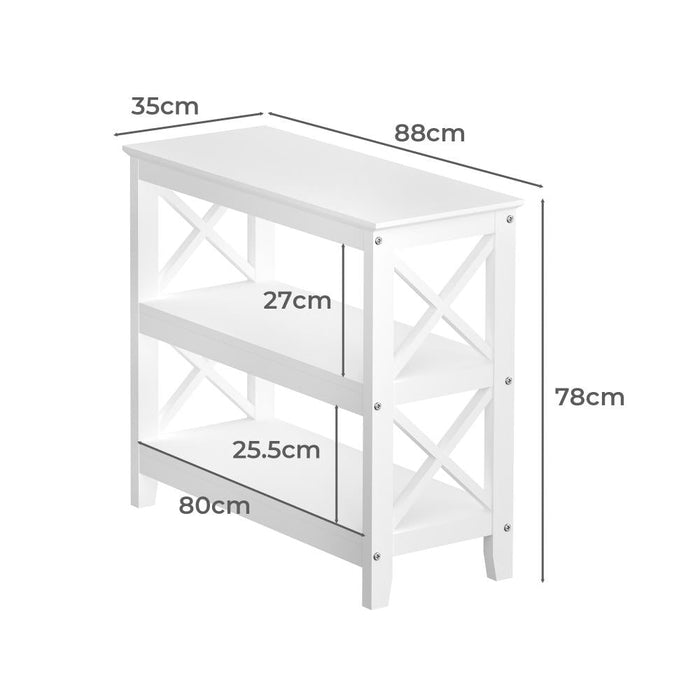 Sorrento White Modern Entry Console Table | Modern Wooden Hallway Table and Storage Shelves
