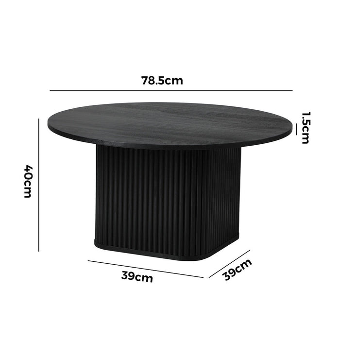 Aspire Fluted Round 80cm Coffee Table | Modern Wooden Slatted Design Coffee Table