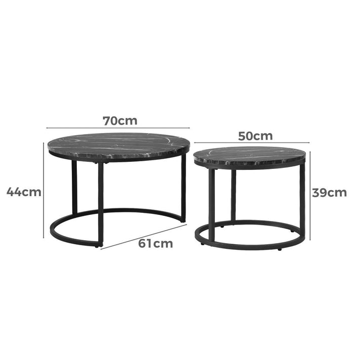 Set of Two Ferrara Nesting Coffee Tables | Round Modern Nesting Table Set Side Tables