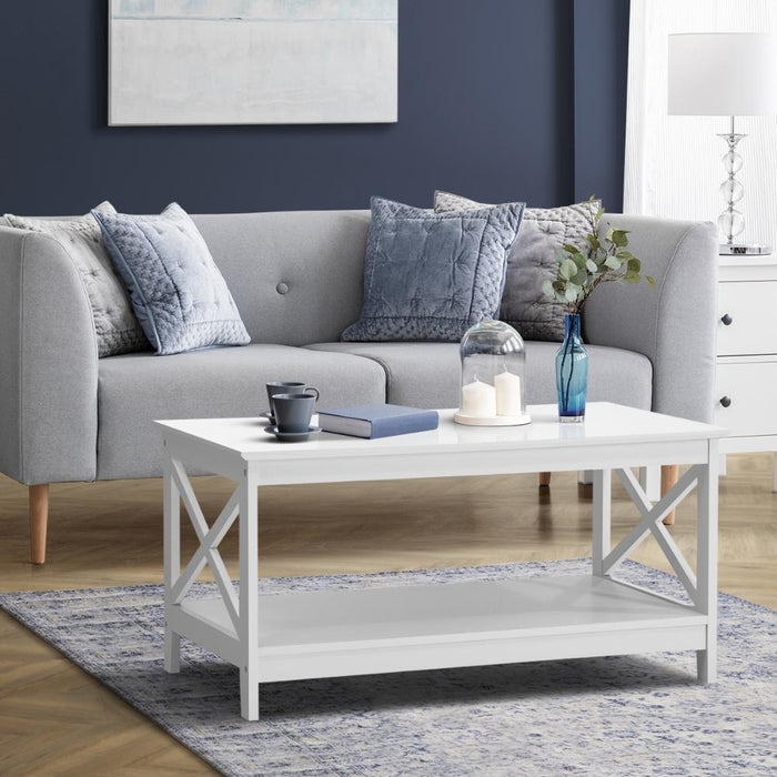 Palermo X-Beam 2 Tier Wooden Coffee Table | Modern Versatile Coffee Table
