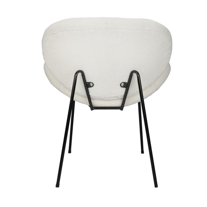 Set of Two Teddy Boucle Miami Dining Room Chairs in White | Sherpa Feel Plush Modern Accent Chairs