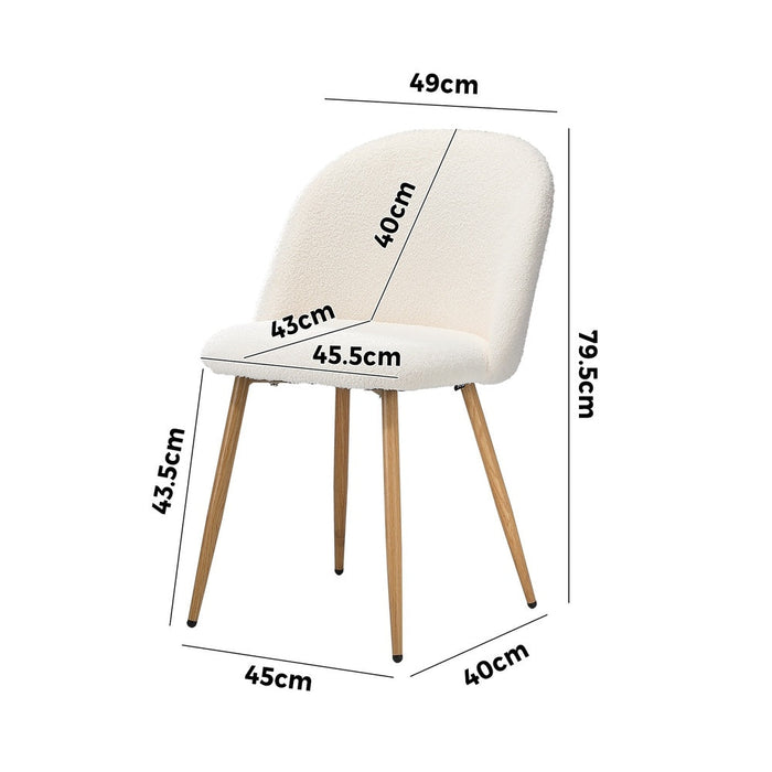 Set of Two Teddy Lilo Boucle Fabric Dining Chairs | Premium Boucle Fabric Dining Chair Set