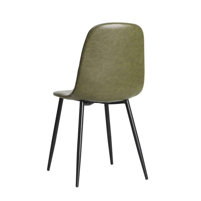 Set of 2 Murano PU Leather Soft Padded Dining Room Chairs | Slim PU Leather Modern Dining Chairs Set