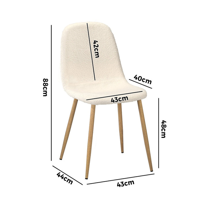 Set of Two Mila Teddy Boucle Fabric Dining Chairs | Premium Boucle Fabric Dining Chair Set